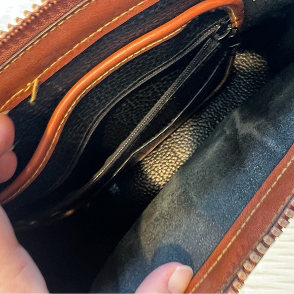 Dooney & Bourke Black Pebbled Leather Satchel with Brown Trim - Picture 4 of 7